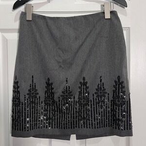 Kelly and Diane Gray Skirt Size 10 Beaded Sequin Embellished Cocktail Party Work
